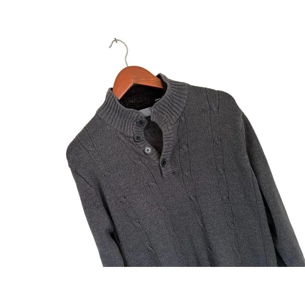 Oscar De La Renta Knitted Pullover Cotton Blend Gray Sweater Size Med
